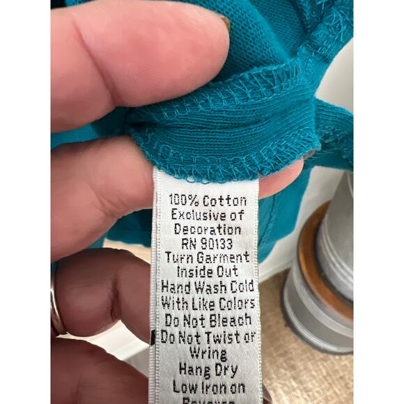 The Quacker Factory size 3X teal v-neck top with embellishments - Picture 3 of 3